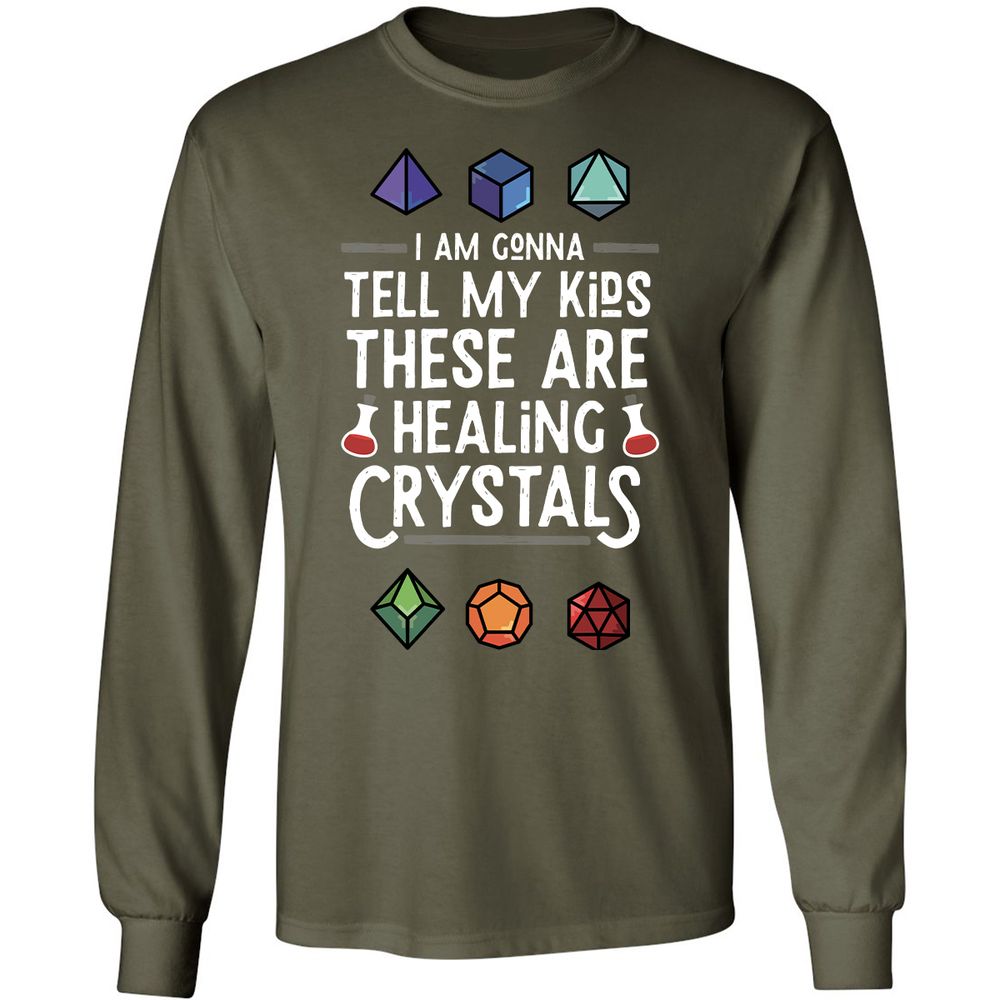 Healing Crystals Long Sleeve T-Shirt - Military Green - 16