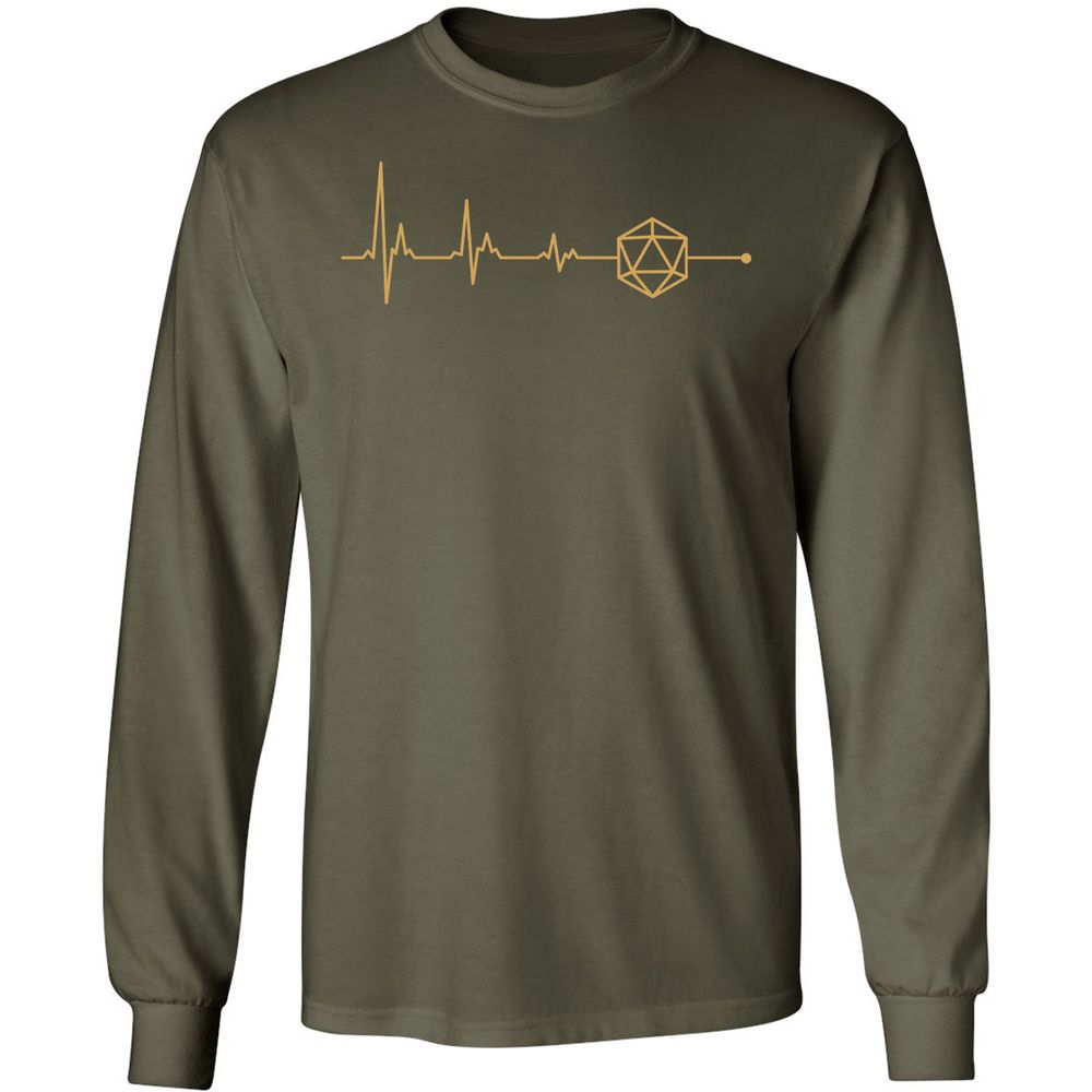 D20 Dice Is My Life Long Sleeve T-Shirt - Military Green - 16