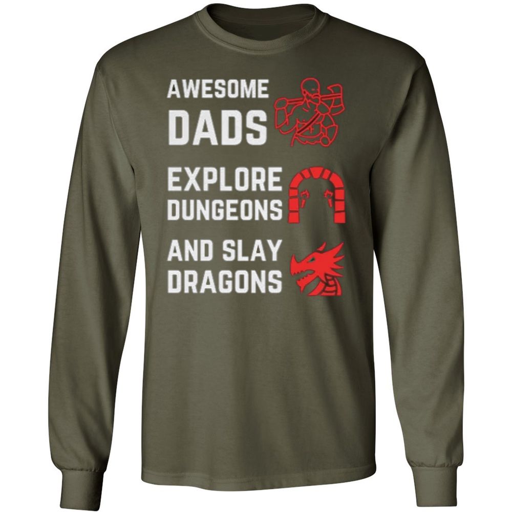 Awesome Dad Fathers Day Long Sleeve T-Shirt - Military Green - 16