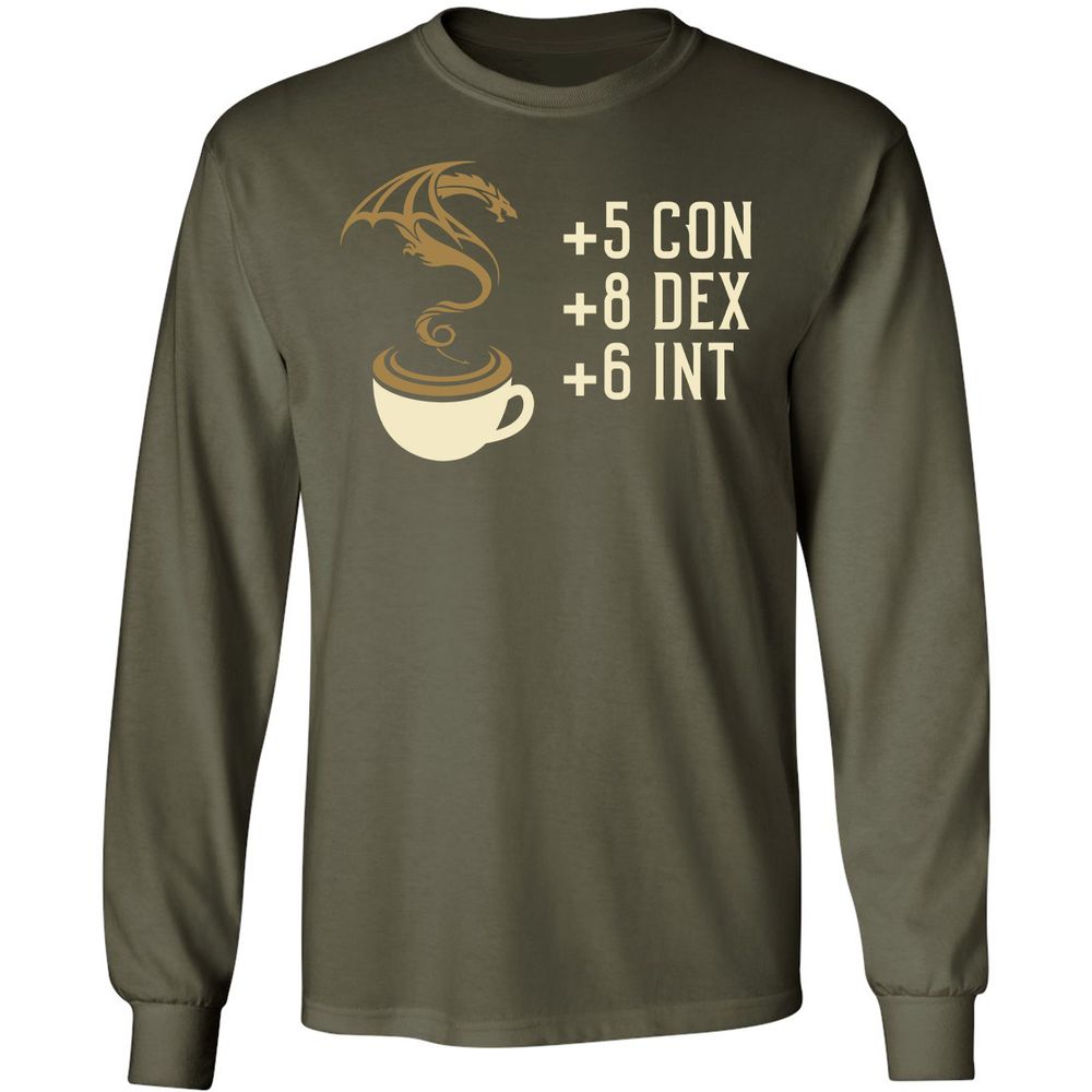 Coffee Dragon Long Sleeve T-Shirt - Military Green - 16