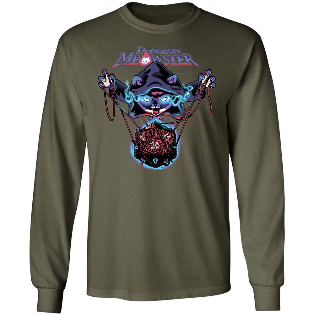 Dungeon Meowster Long Sleeve T-Shirt - Military Green - 16