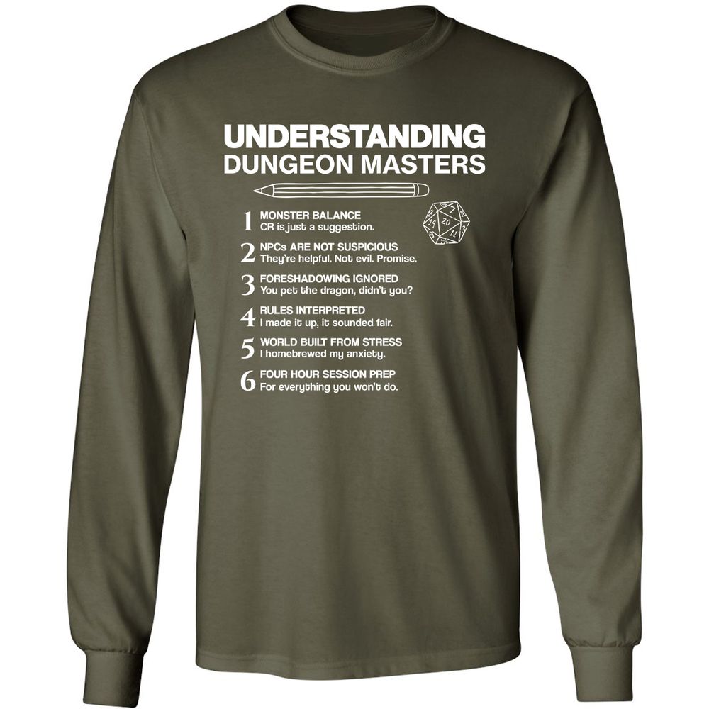 Understanding Dungeon Masters Long Sleeve T-Shirt - Military Green - 16