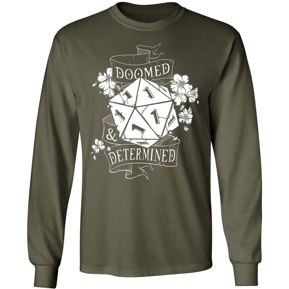 Doomed Determined Long Sleeve T-Shirt - Military Green - 16
