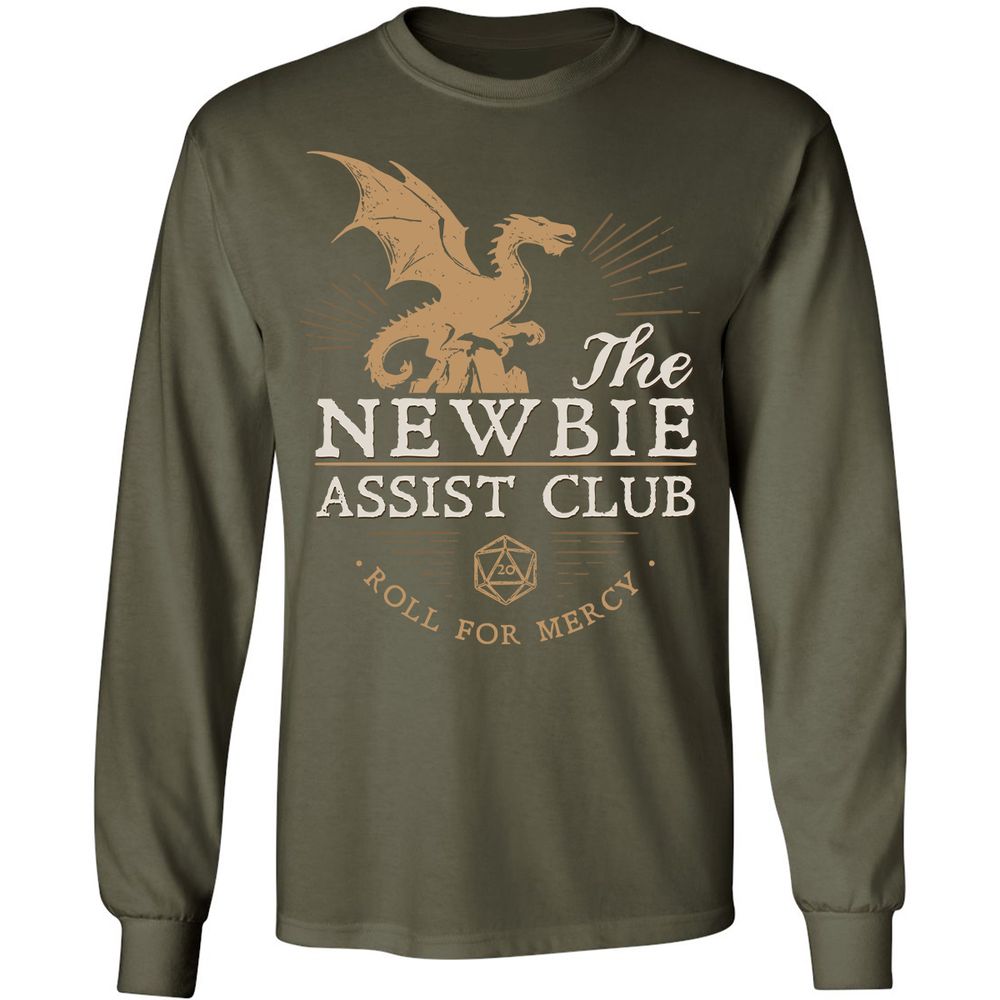 The Newbie Assist Club Long Sleeve T-Shirt - Military Green - 16