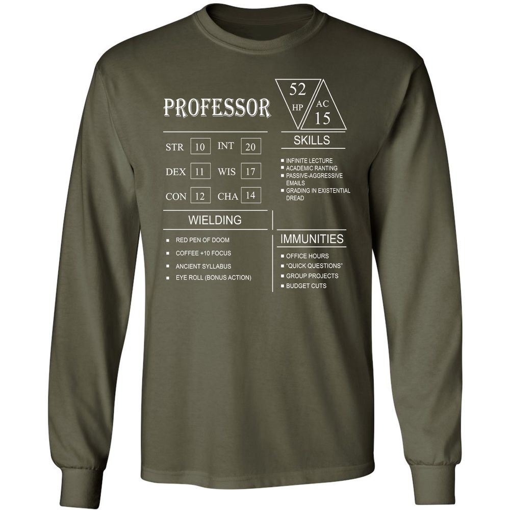 Professor New Long Sleeve T-Shirt - Military Green - 16