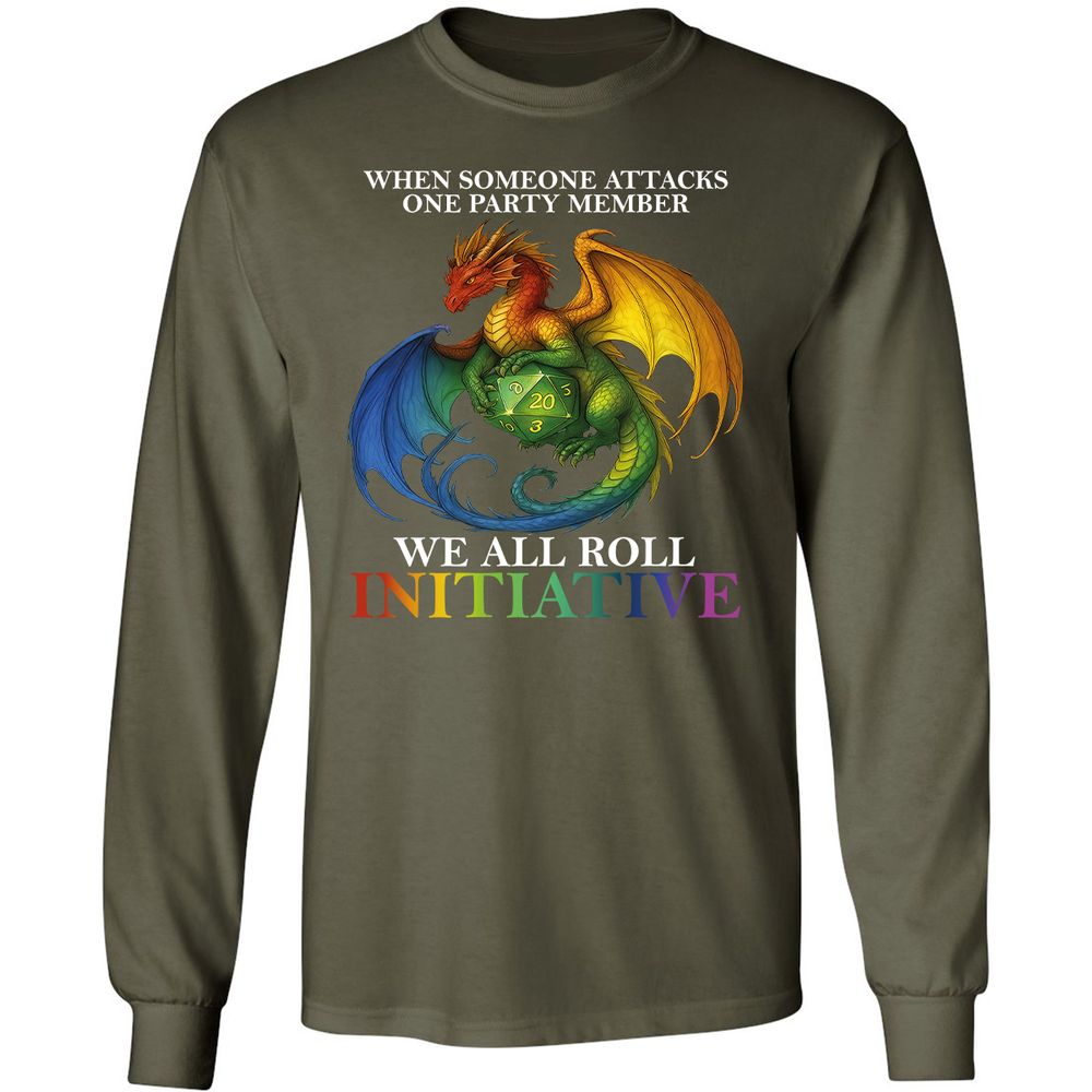 Dragon Roll For Initiative Long Sleeve T-Shirt - Military Green - 16