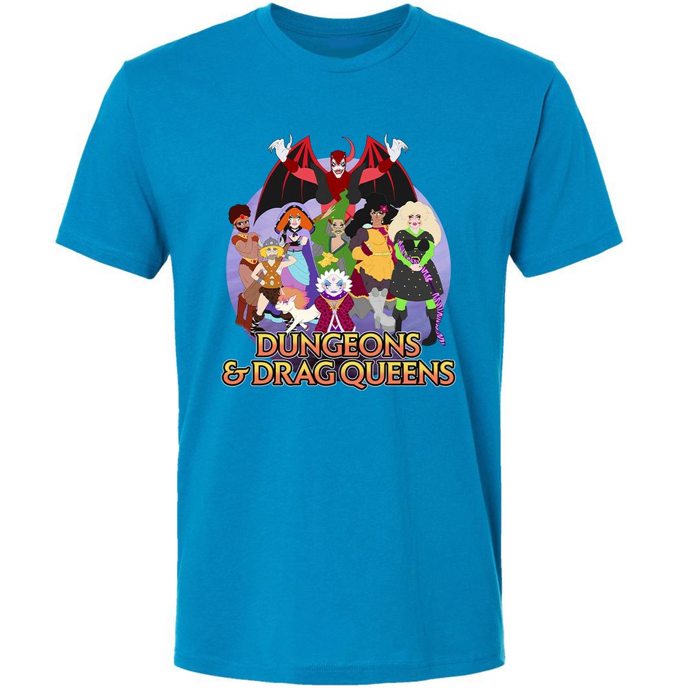 Dungeons n Drag Queens Cartoon Premium Unisex T-Shirt - Turquoise - 16