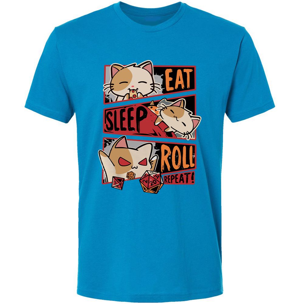 Eat Sleep Roll Repeat Premium Unisex T-Shirt - Turquoise - 16