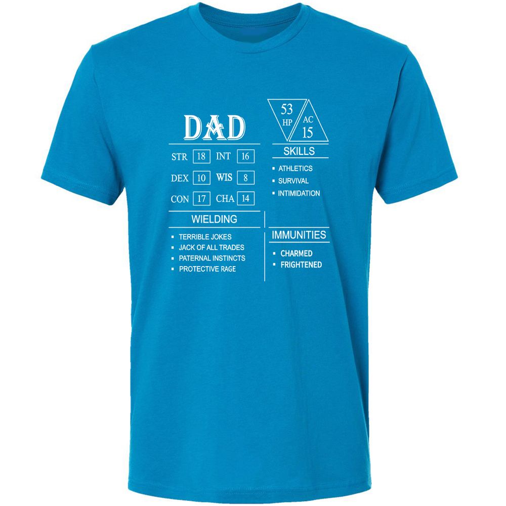 Dad Stat Block Premium Unisex T-Shirt - Turquoise - 16