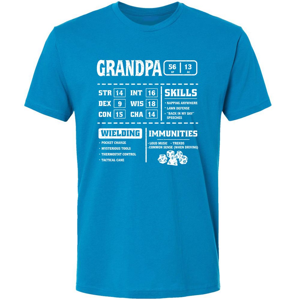 Grandpa Stats 2 Premium Unisex T-Shirt - Turquoise - 16