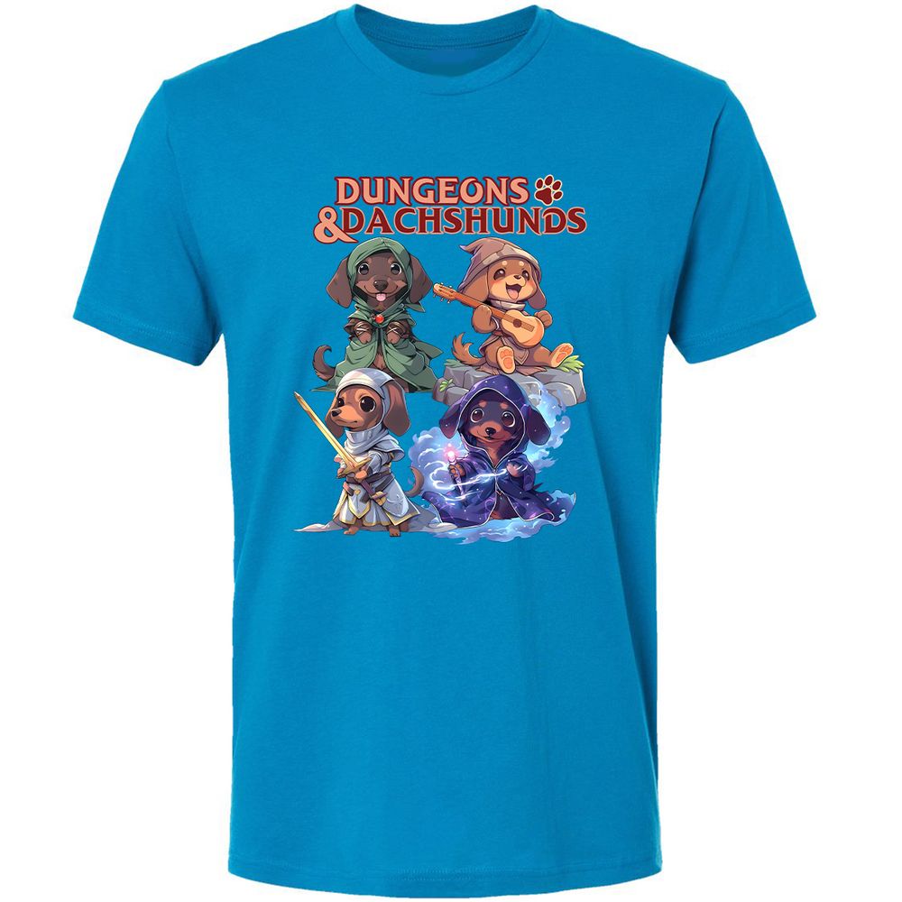 Dungeons & Dachshunds Premium Unisex T-Shirt - Turquoise - 16