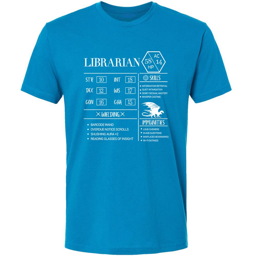Librarian New Premium Unisex T-Shirt - Turquoise - 16