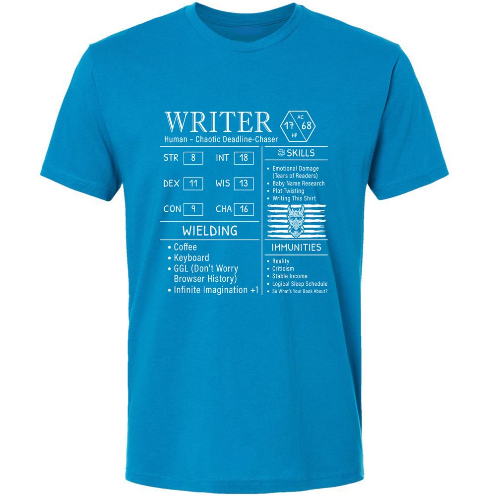 Writer Stats New Premium Unisex T-Shirt - Turquoise - 16