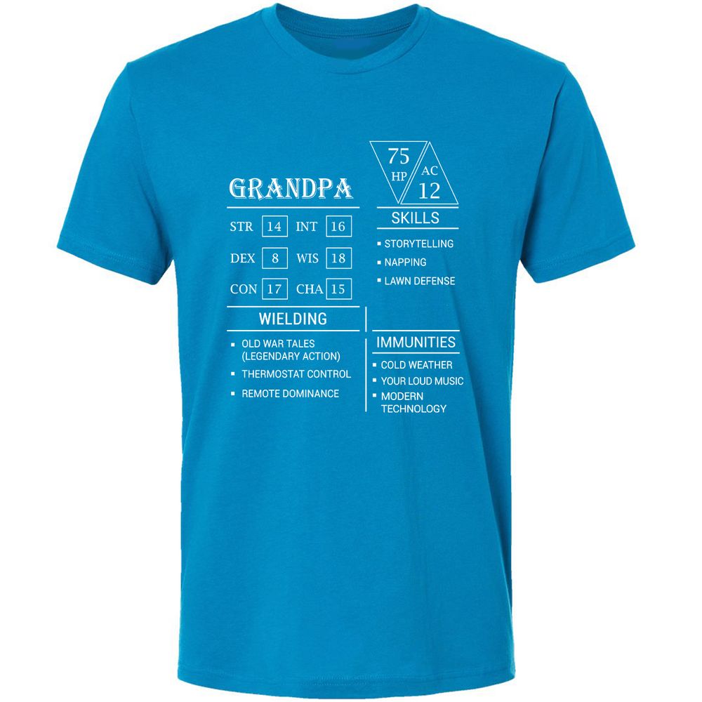Grandpa Stats Premium Unisex T-Shirt - Turquoise - 16