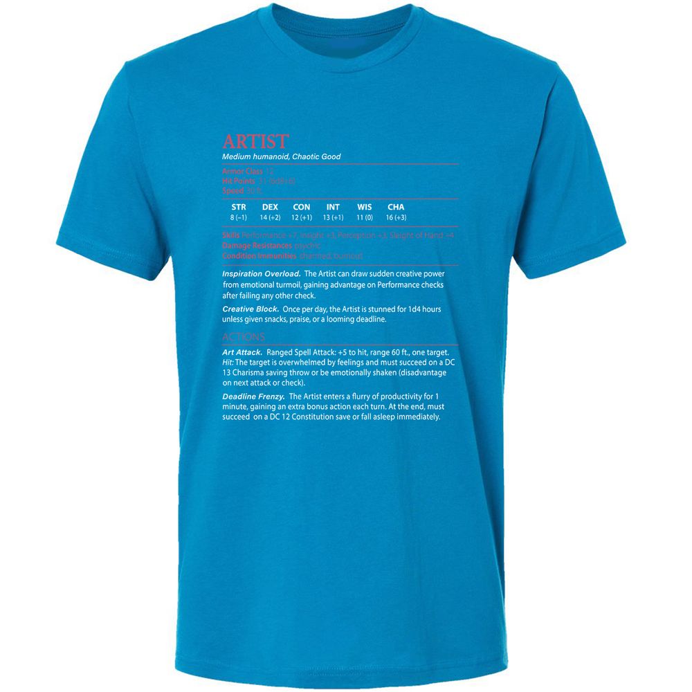 Artist Stats Premium Unisex T-Shirt - Turquoise - 16