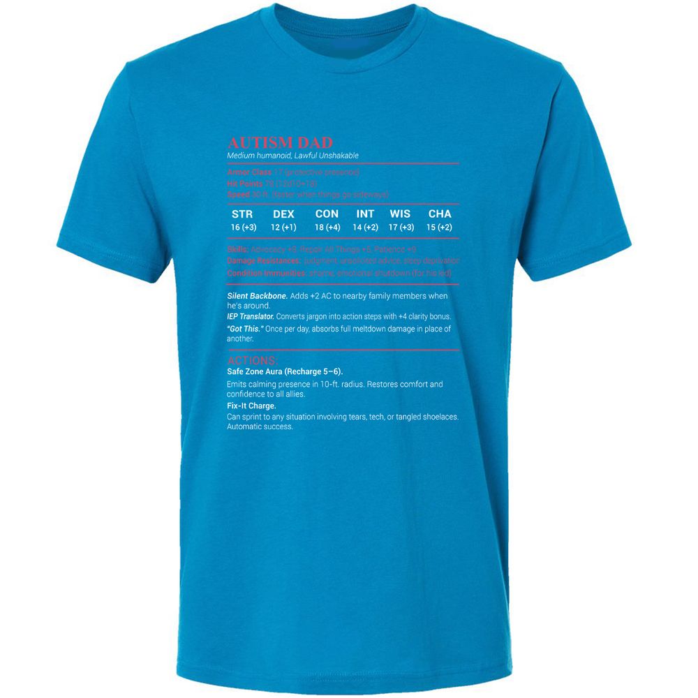 Autism Dad Premium Unisex T-Shirt - Turquoise - 16