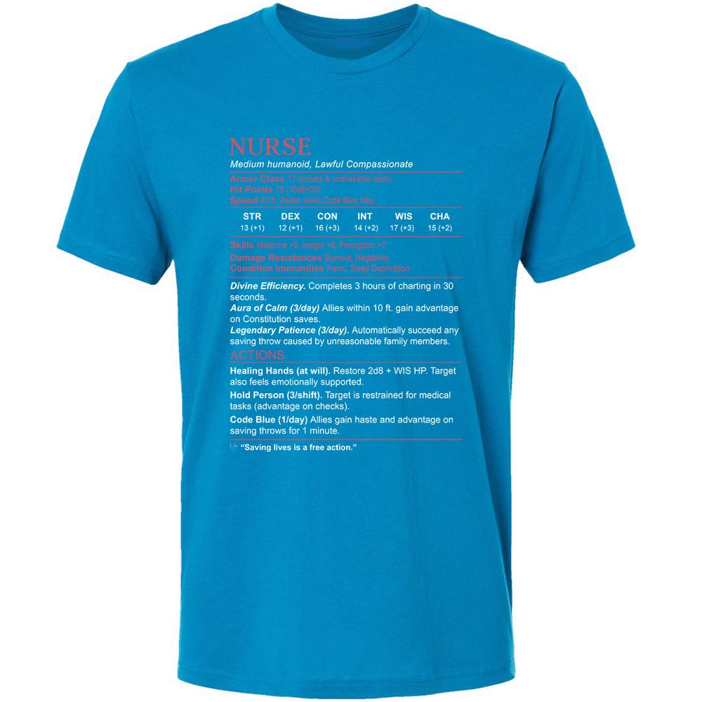 Nurse Stats 3 Premium Unisex T-Shirt - Turquoise - 16