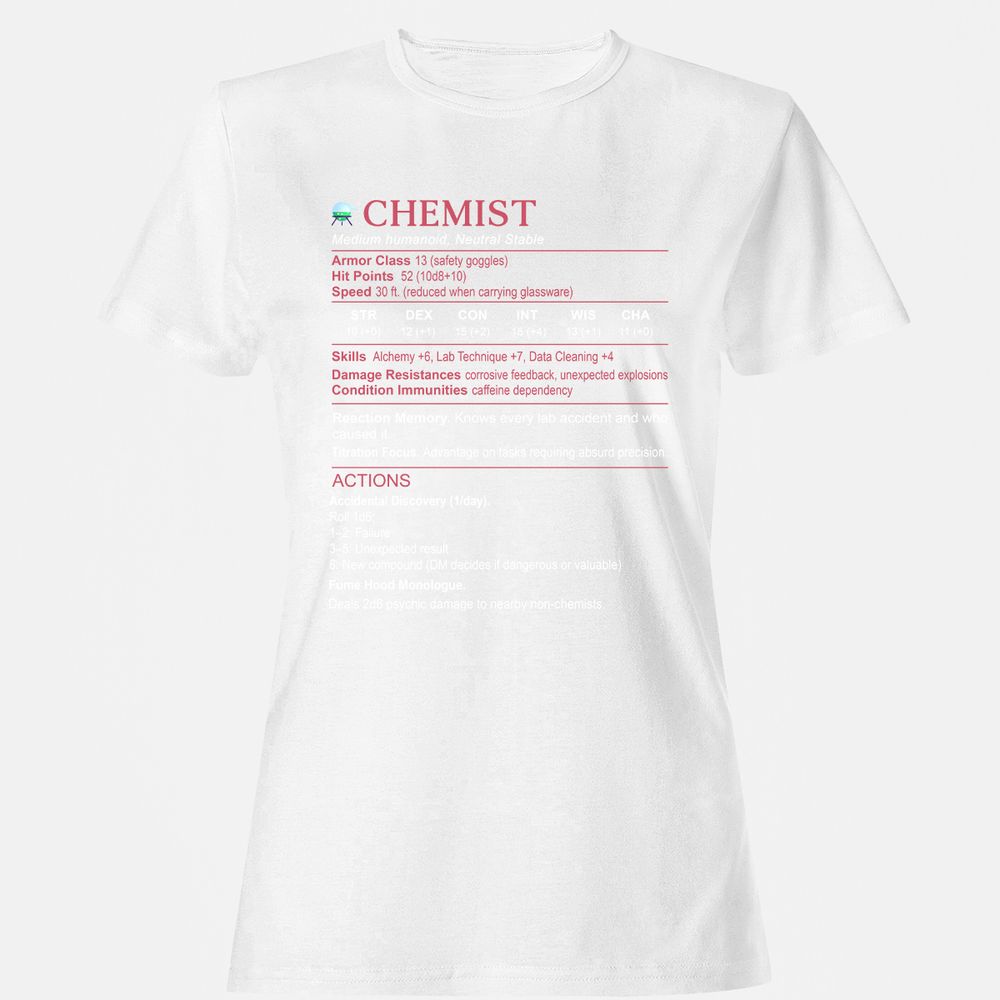 Chemist Stats Women's T-Shirt - White - 16