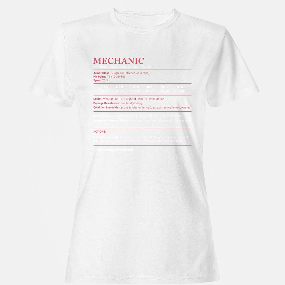 Mechanic Stats Women's T-Shirt - White - 16