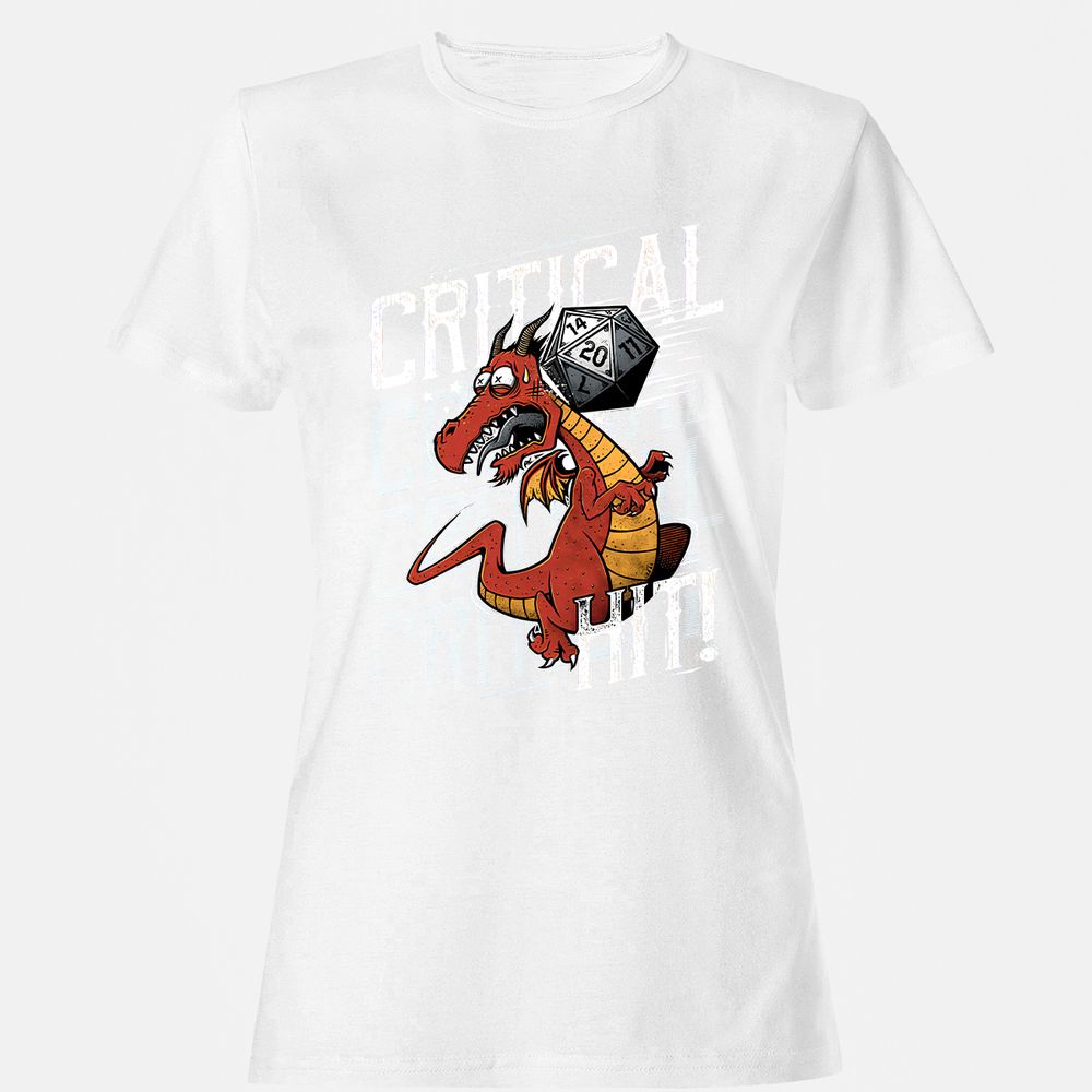 Funny Dragon Critical Hit Women's T-Shirt - White - 16