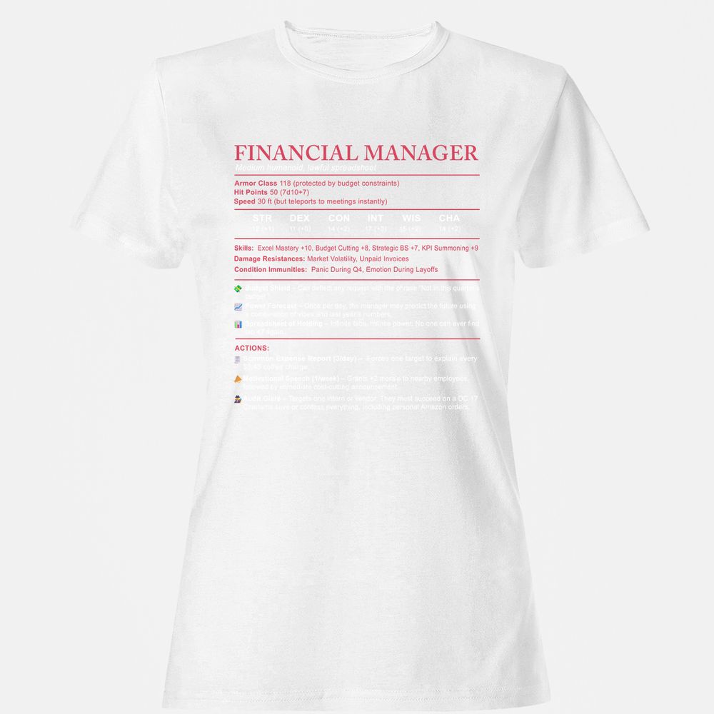 Financial Manager Stats Women's T-Shirt - White - 16