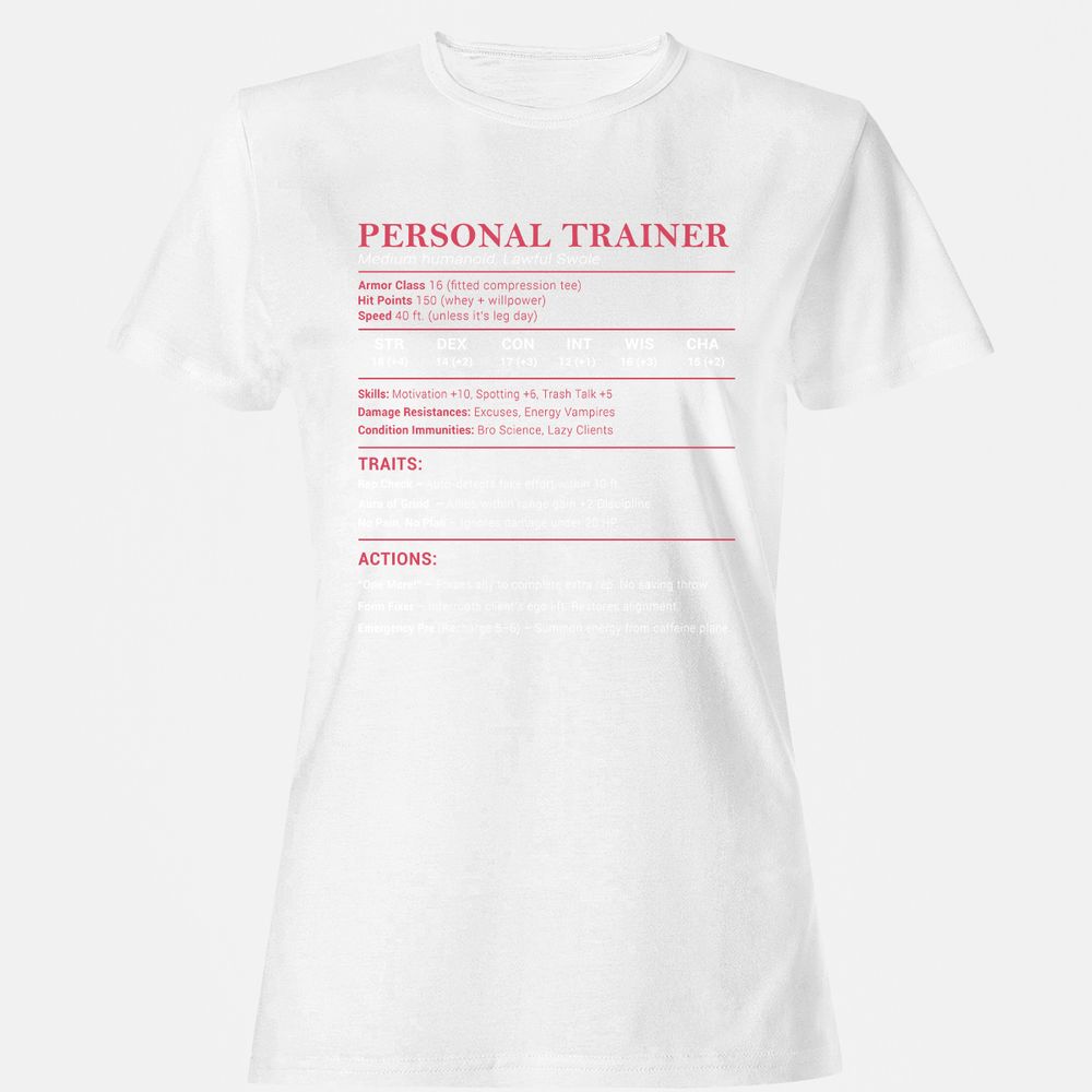 Personal Trainer PT Stats Women's T-Shirt - White - 16