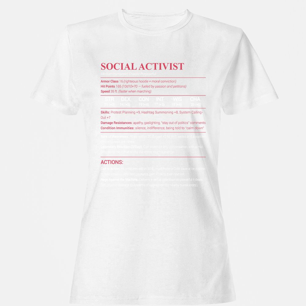 Social Activist Women's T-Shirt - White - 16