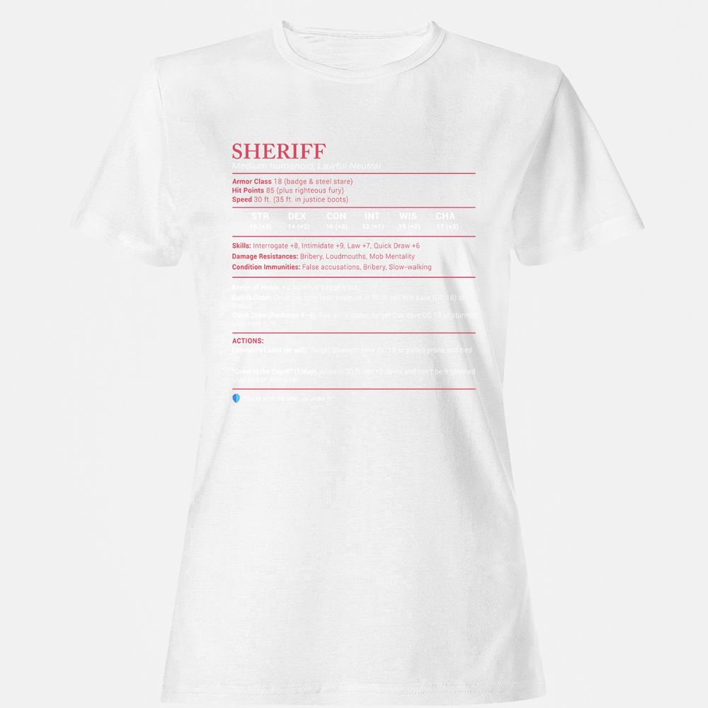 Sheriff Stats Women's T-Shirt - White - 16