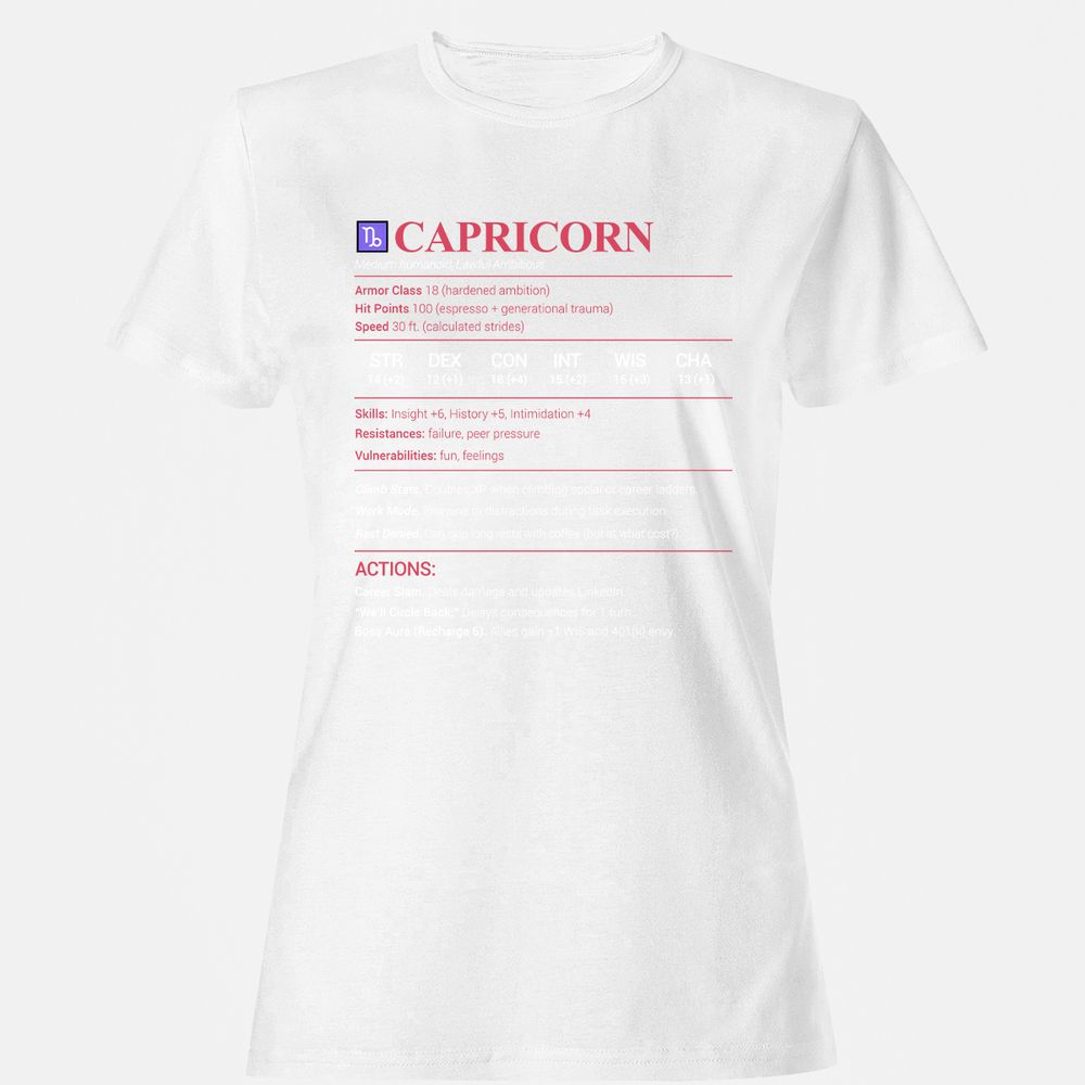 Capricorn Stats Women's T-Shirt - White - 16