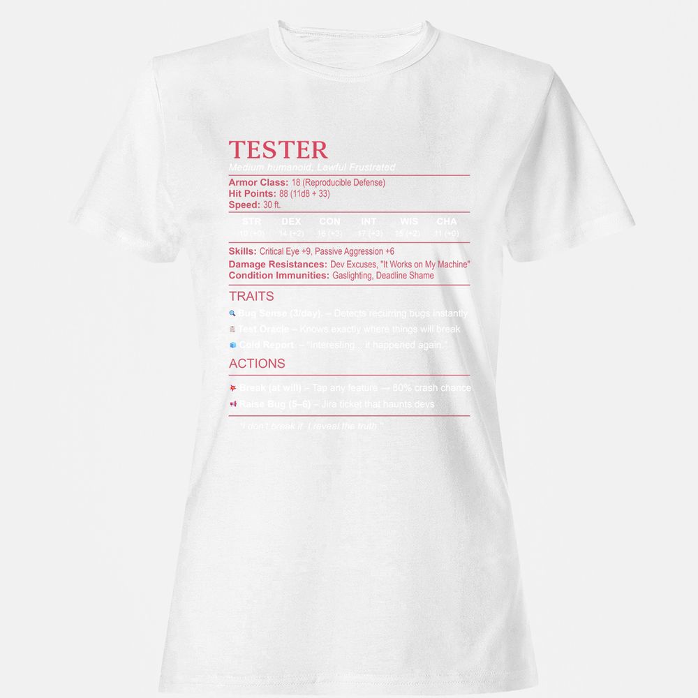 Tester Stats Women's T-Shirt - White - 16