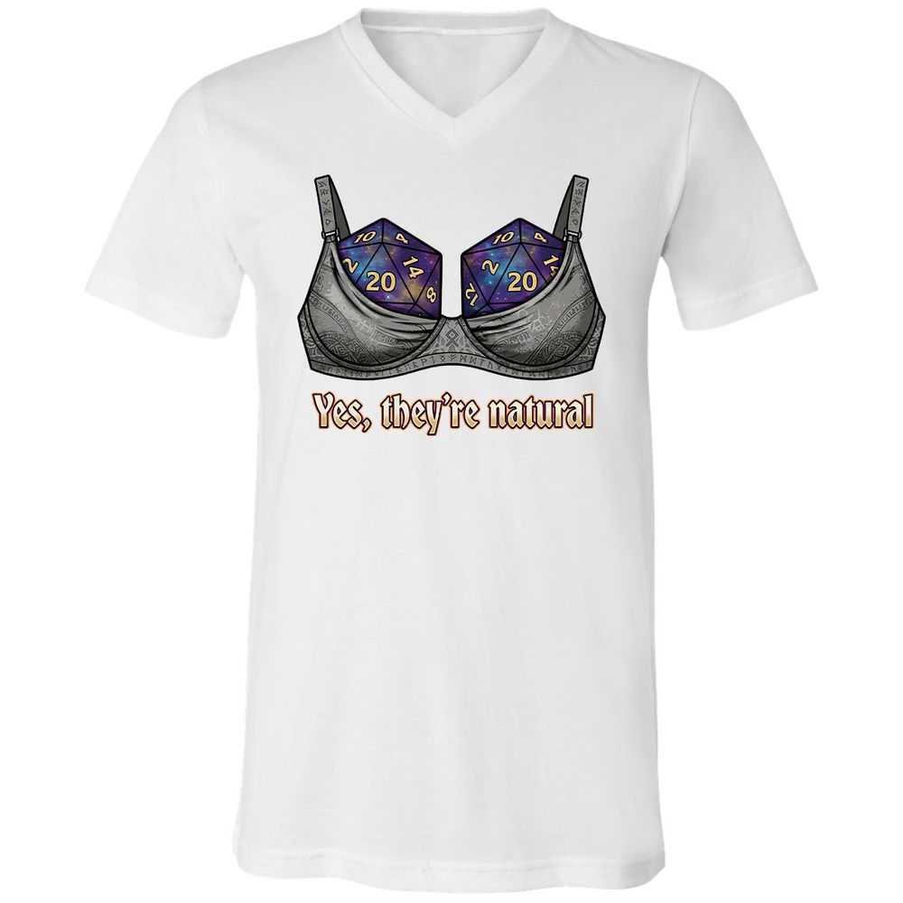 They Are Natural Nat20 Unisex V-Neck T-Shirt - White - 16