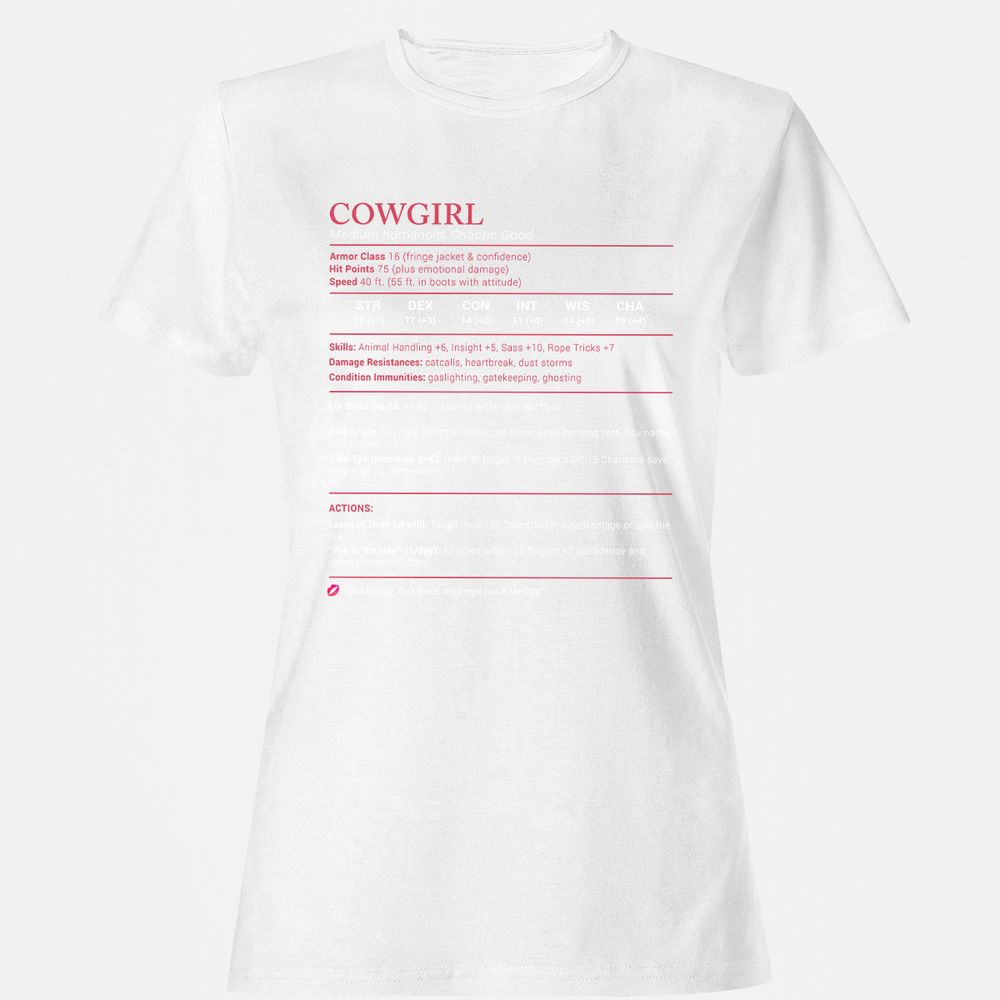 Cowgirl Stats Women's T-Shirt - White - 16