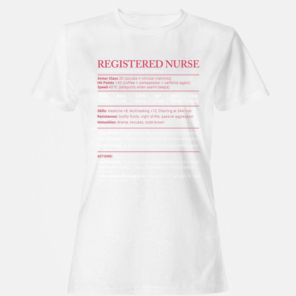 Registered Nurse Stats Women's T-Shirt - White - 16