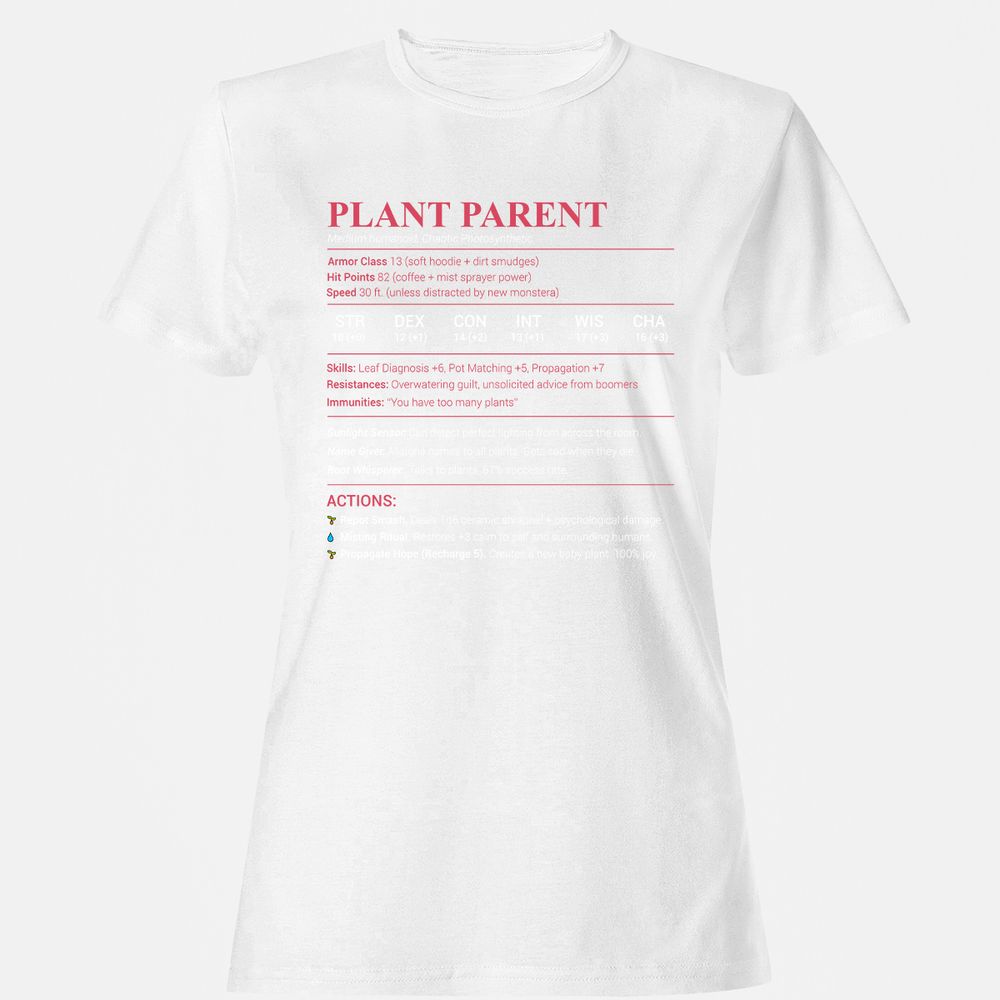 Plant Parent Stats Women's T-Shirt - White - 16