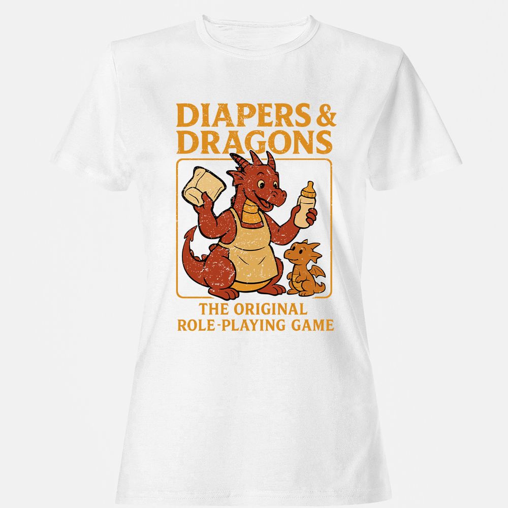 Diapers & Dragons Women's T-Shirt - White - 16