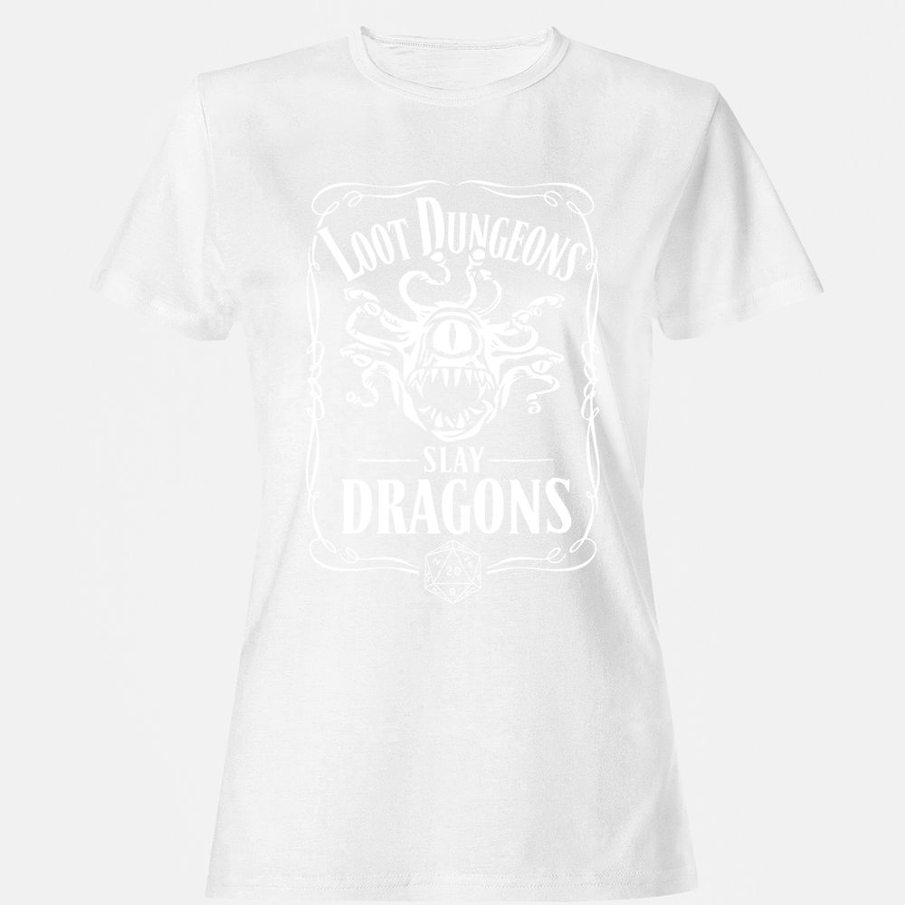 Loot Dungeon Slay Dragons Women's T-Shirt - White - 16