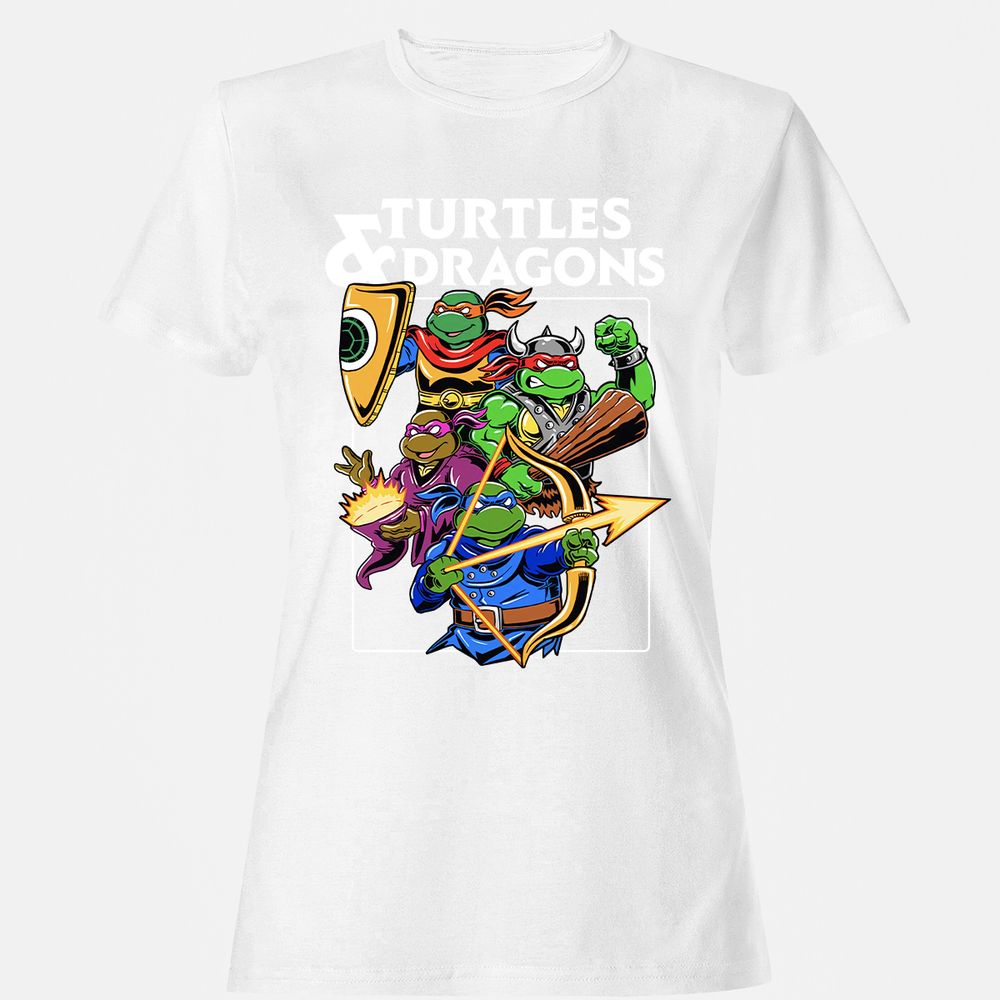 Turtles & Dragons Women's T-Shirt - White - 16