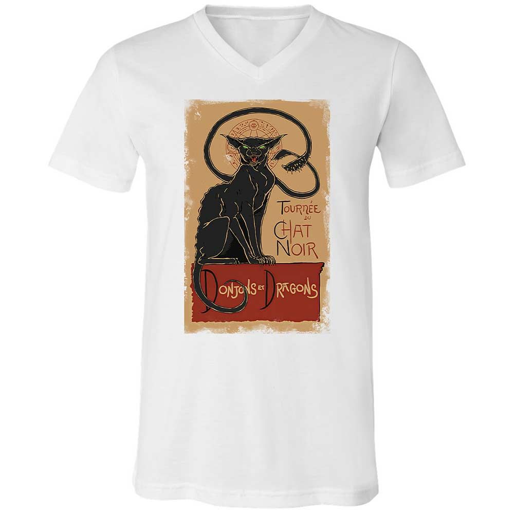 Tournee Du Chat Noir Unisex V-Neck T-Shirt - White - 16