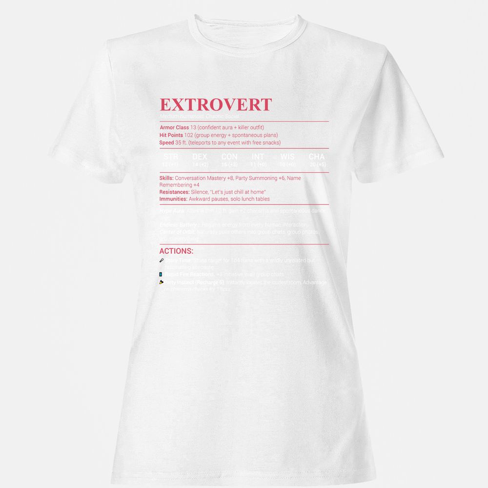 Extrovert Stats Women's T-Shirt - White - 16