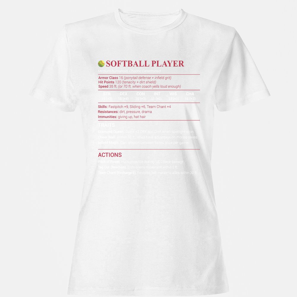 Softball Player Women's T-Shirt - White - 16
