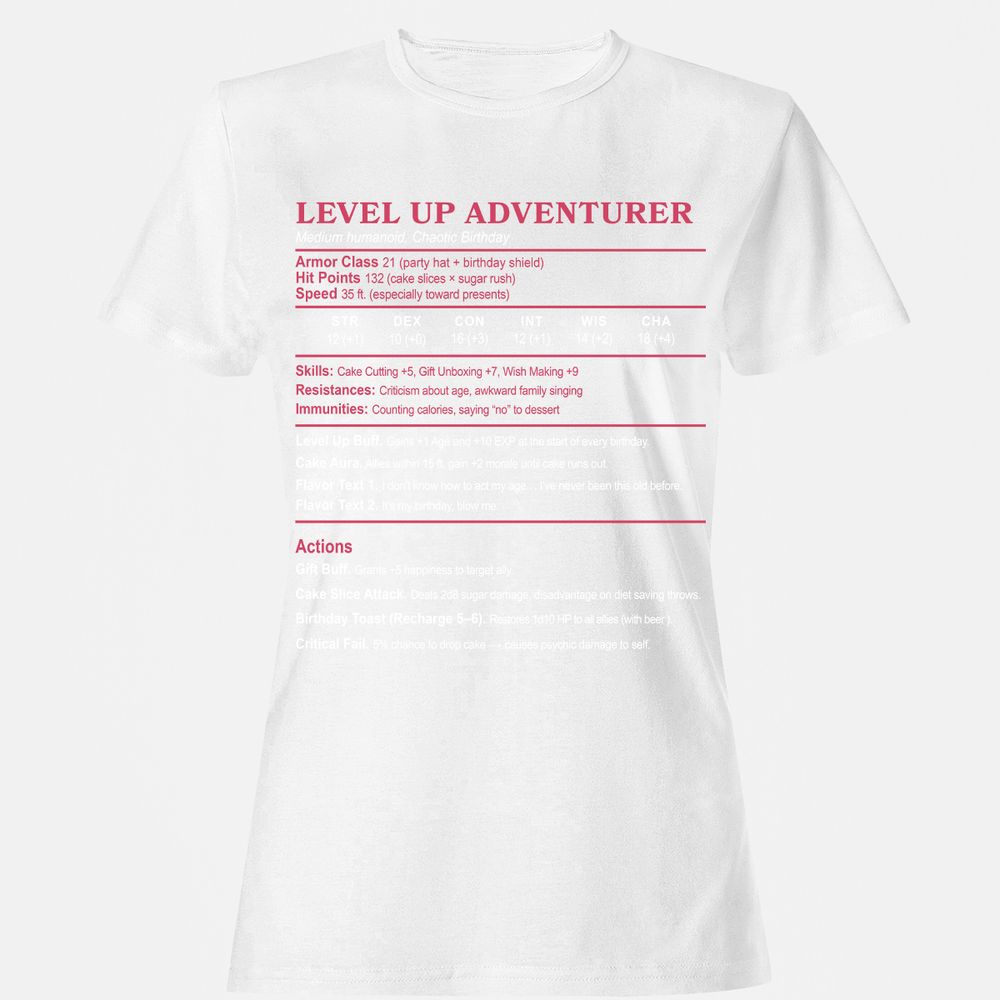 Level Up Adventurer Women's T-Shirt - White - 16