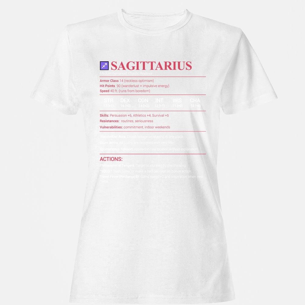 Sagittarius Stats Women's T-Shirt - White - 16
