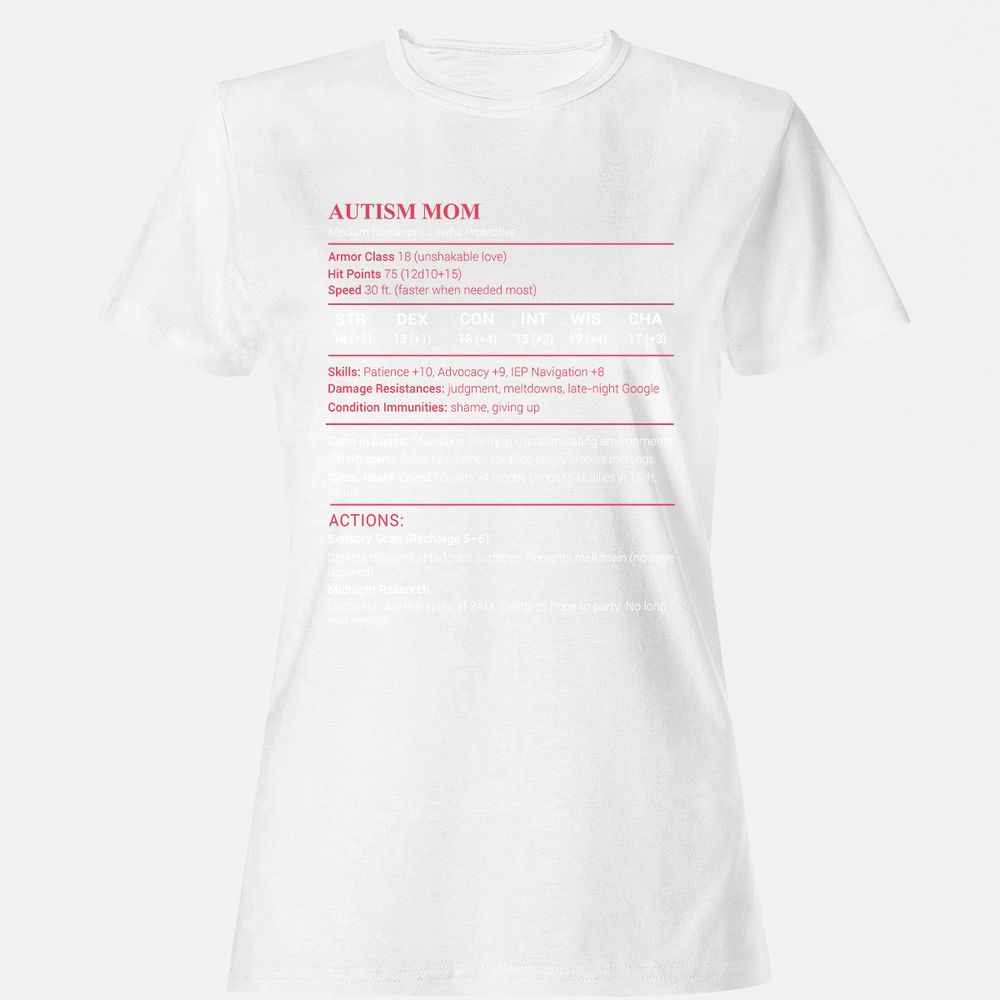 Autism Mom Stats Women's T-Shirt - White - 16