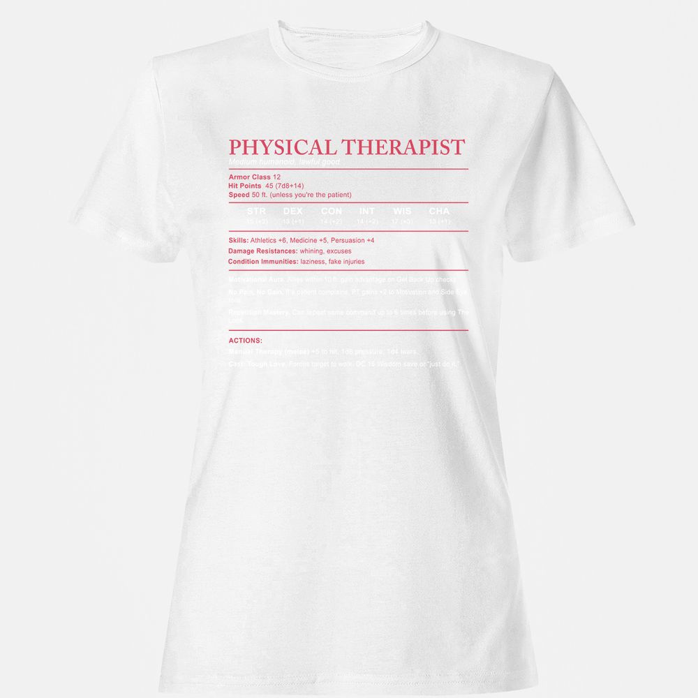 Physical Therapist Stats Women's T-Shirt - White - 16