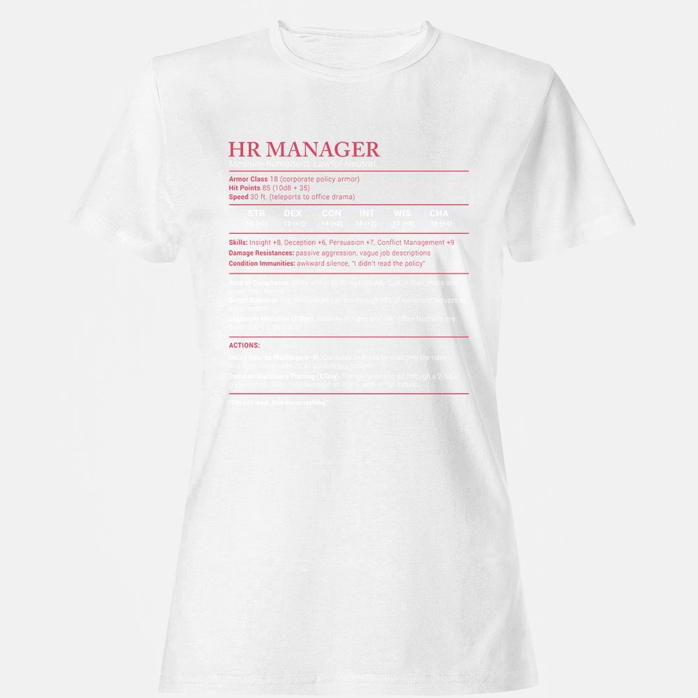 HR Manager Stats Women's T-Shirt - White - 16