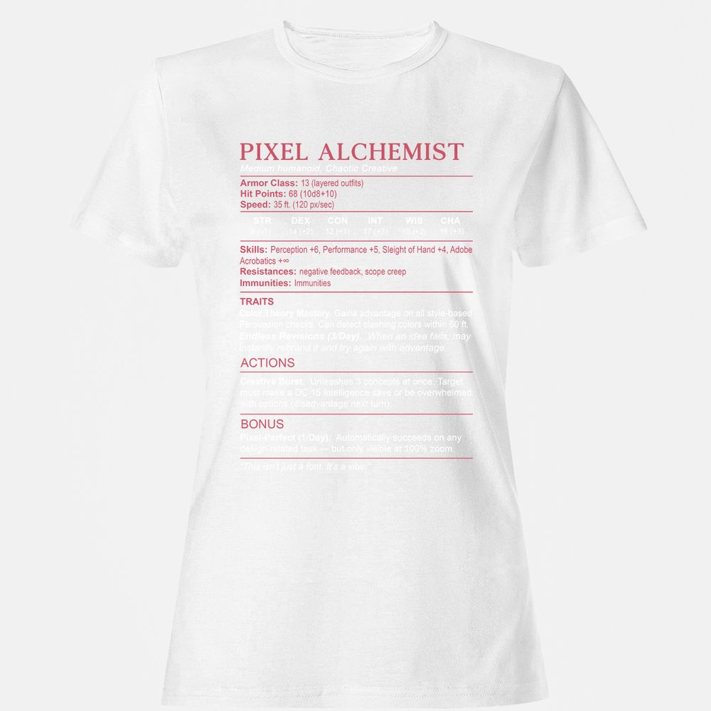 Designer Stats (Pixel Alchemist) Women's T-Shirt - White - 16