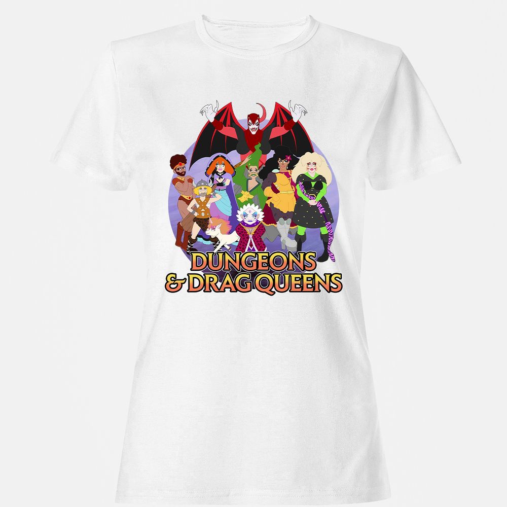 Dungeons n Drag Queens Cartoon Women's T-Shirt - White - 16