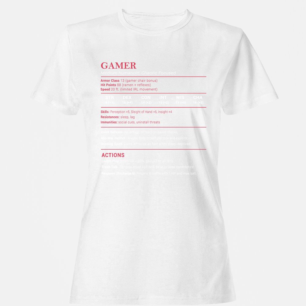Gamer Stats Women's T-Shirt - White - 16