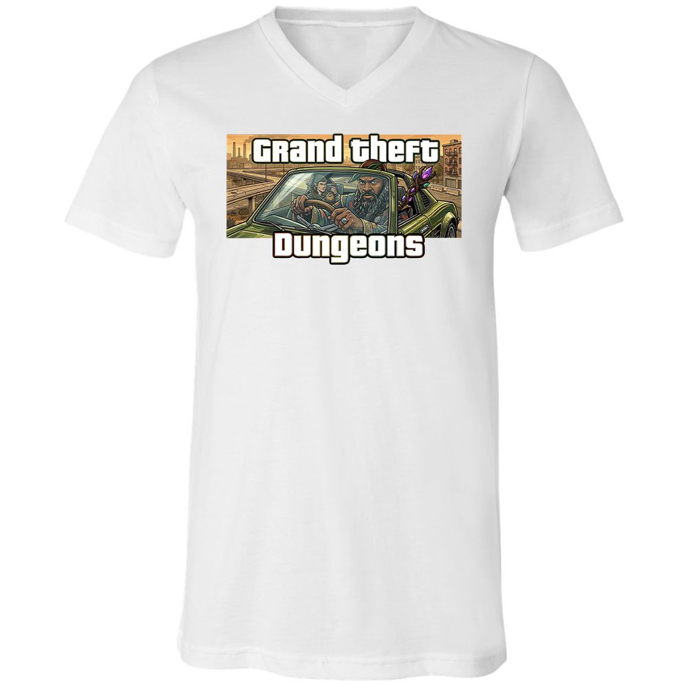 Grand Theft Dungeons Unisex V-Neck T-Shirt - White - 16