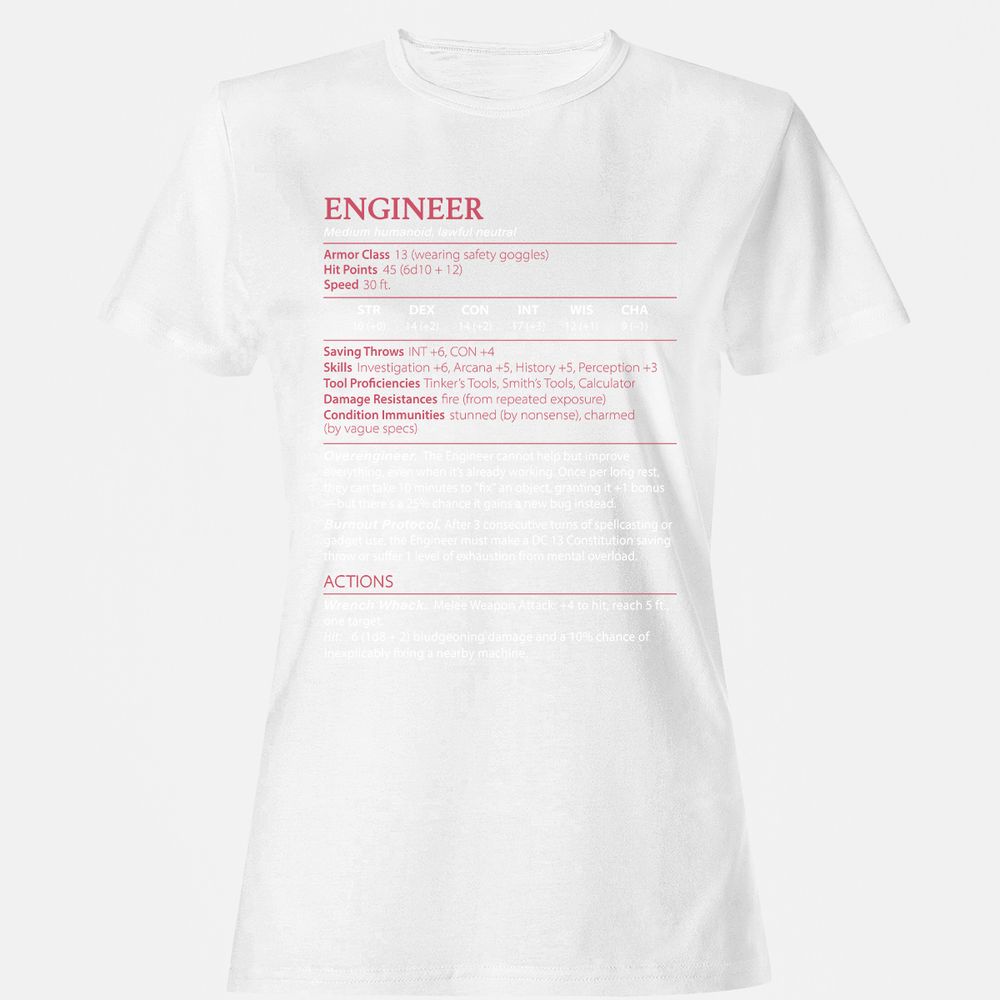 Engineer Stats Women's T-Shirt - White - 16